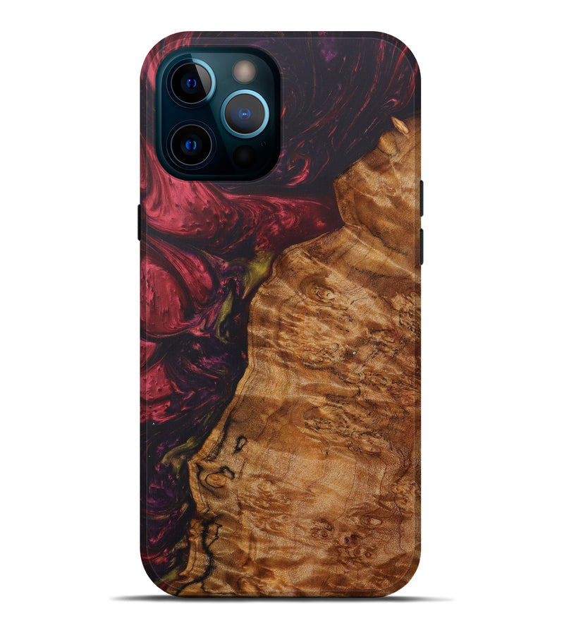 iPhone 12 Pro Max Wood+Resin Live Edge Phone Case - Delinda (Dark Red, 604561)
