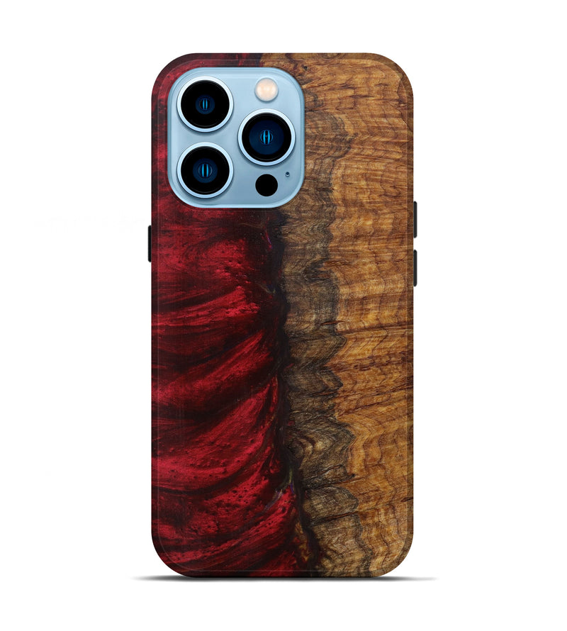 iPhone 14 Pro Wood+Resin Live Edge Phone Case - Nang (Dark Red, 585199)