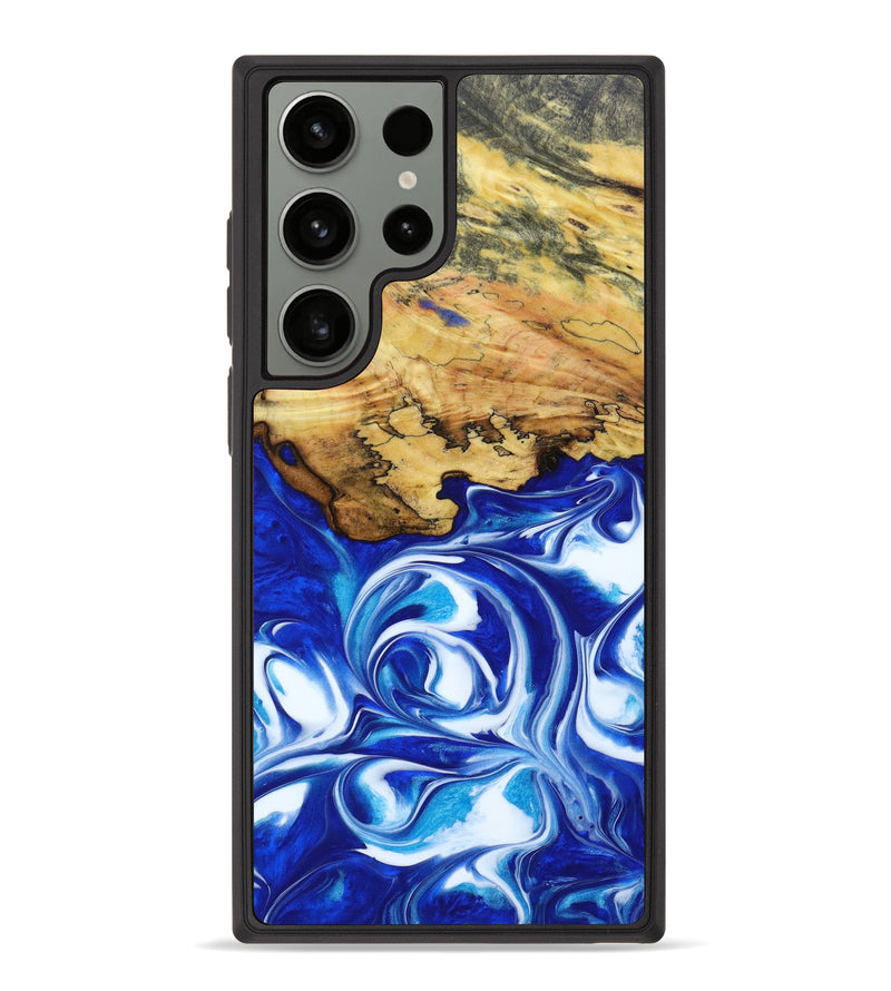 Galaxy S23 Ultra Wood+Resin Phone Case - Jailyn (Blue, 622234)
