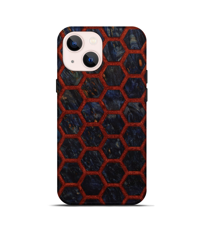 iPhone 13 mini Wood+Resin Live Edge Phone Case - Dina (Red, 644018)