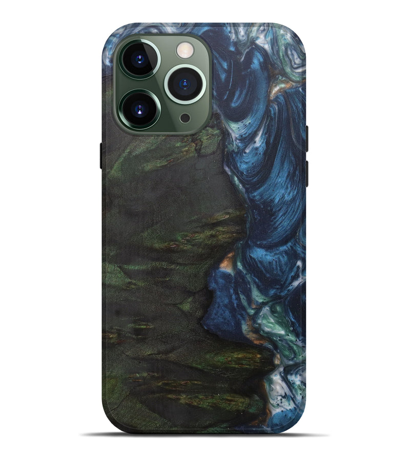 iPhone 13 Pro Max Wood+Resin Live Edge Phone Case - Riyaz (Dark Blue, 574870)