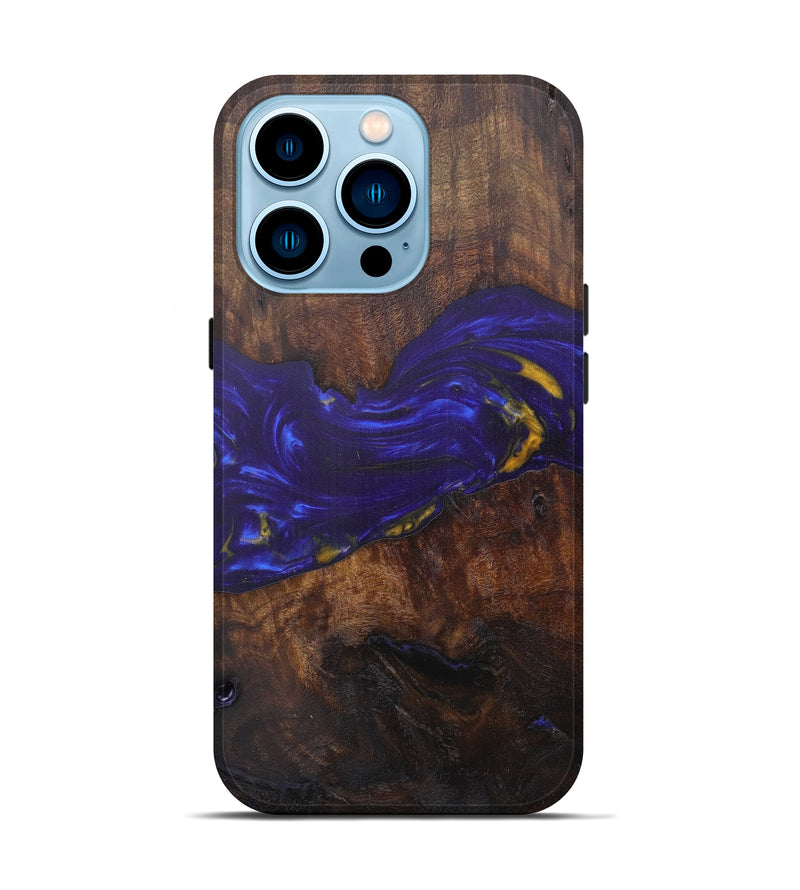 iPhone 14 Pro Wood+Resin Live Edge Phone Case - Ange (Purple, 592526)