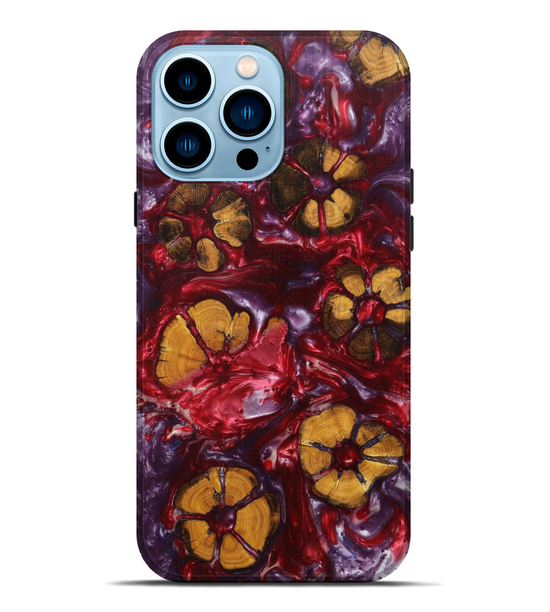 iPhone 14 Pro Max Wood+Resin Live Edge Phone Case - Adora (Dark Red, 596334)