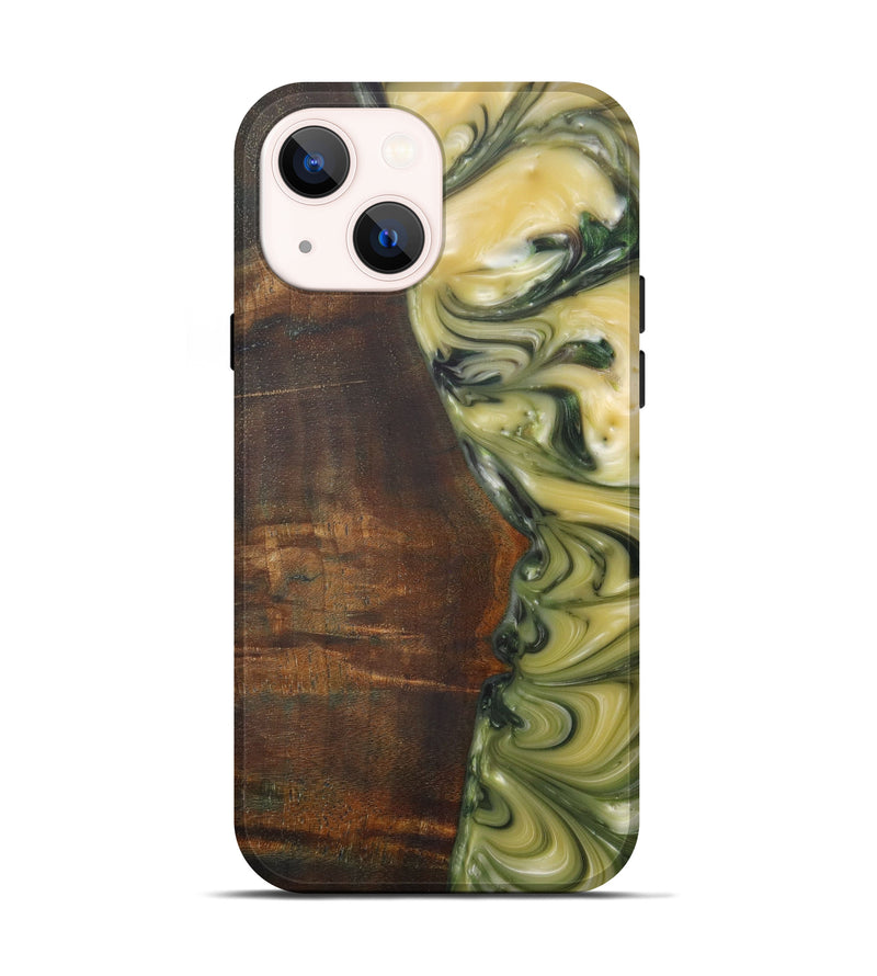 iPhone 13 Wood+Resin Live Edge Phone Case - Arlyne (Dark Green, 577458)