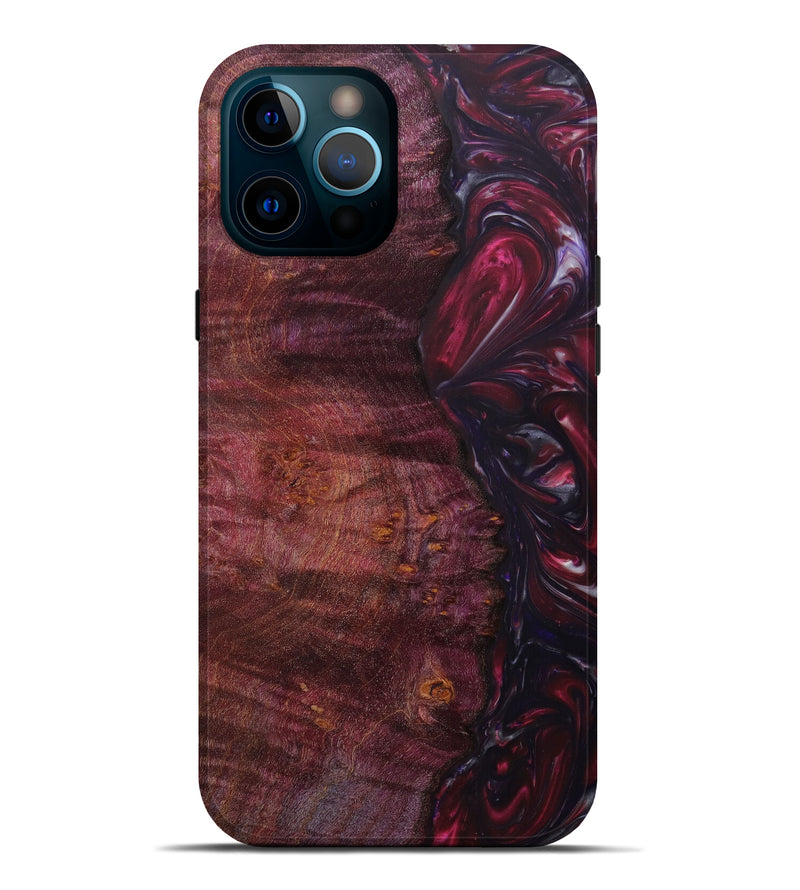 iPhone 12 Pro Max Wood+Resin Live Edge Phone Case - Carie (Red, 623194)