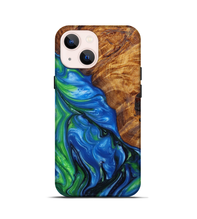 iPhone 13 mini Wood+Resin Live Edge Phone Case - Landon (Blue, 645557)