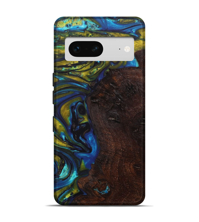Pixel 7 Wood+Resin Live Edge Phone Case - Air (Teal & Gold, 633120)