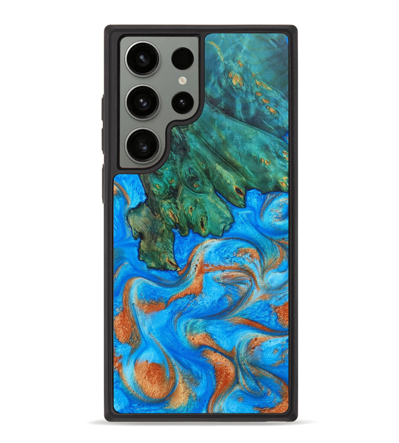 Galaxy S23 Ultra Wood+Resin Phone Case - Virginia (Teal & Gold, 632774)