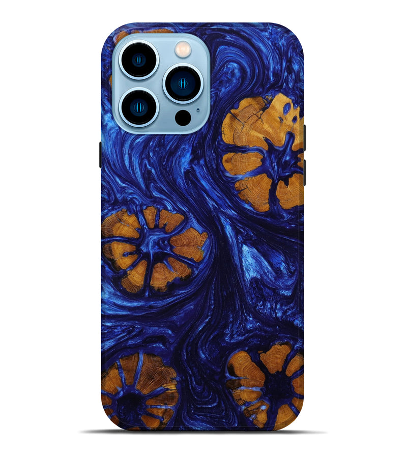 iPhone 14 Pro Max Wood+Resin Live Edge Phone Case - Skylar (Blue, 647611)