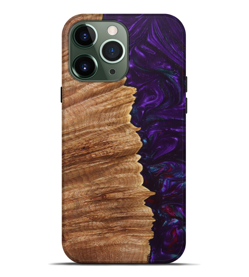 iPhone 13 Pro Max Wood+Resin Live Edge Phone Case - Tanya (Purple, 625374)