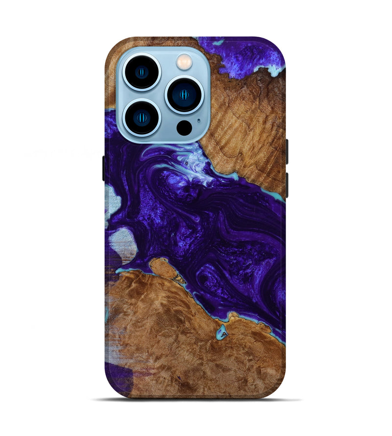 iPhone 14 Pro Wood+Resin Live Edge Phone Case - Amora (Purple, 642823)