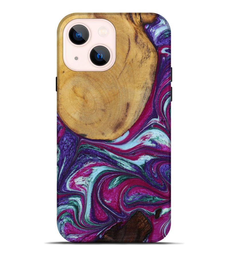 iPhone 14 Plus Wood+Resin Live Edge Phone Case - Otis (Purple, 645087)