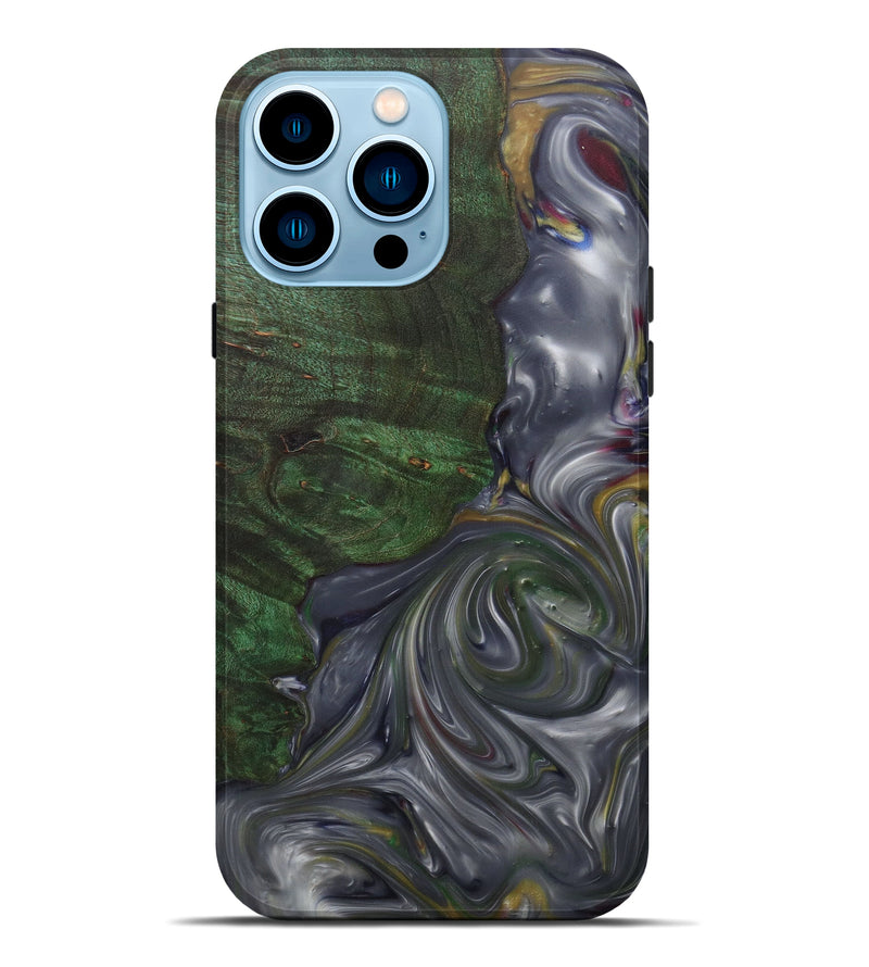 iPhone 14 Pro Max Wood+Resin Live Edge Phone Case - Htd (Metallic, 591392)