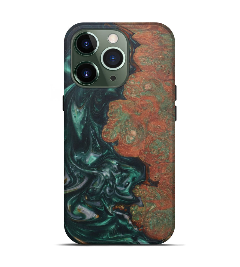 iPhone 13 Pro Wood+Resin Live Edge Phone Case - Harrison (Dark Green, 576754)