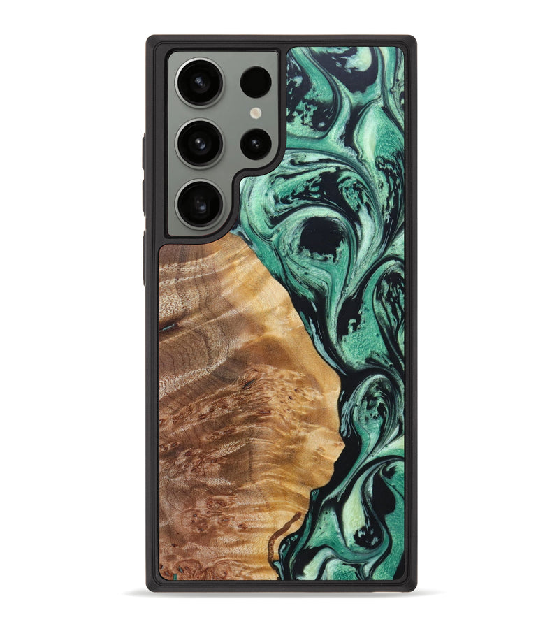 Galaxy S23 Ultra Wood+Resin Phone Case - Bettye (Green, 628353)