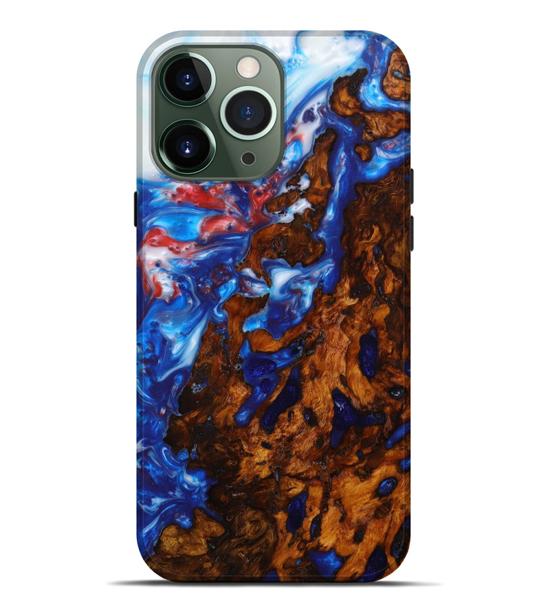 iPhone 13 Pro Max Wood+Resin Live Edge Phone Case - Elora (Light Blue, 610619)
