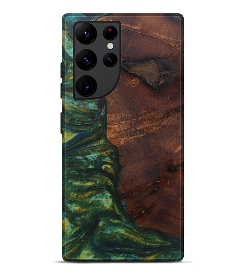 Galaxy S22 Ultra Wood+Resin Live Edge Phone Case - Giang (Teal & Gold, 594851)