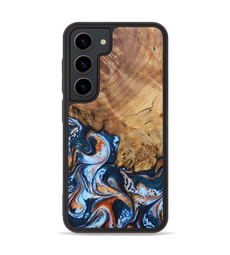 Galaxy S23 Wood+Resin Phone Case - Ximena (Teal & Gold, 636707)