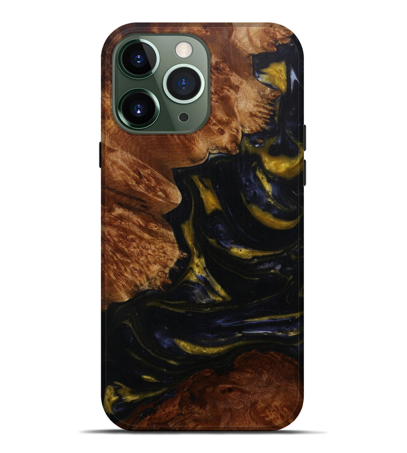 iPhone 13 Pro Max Wood+Resin Live Edge Phone Case - Lorita (Pure Black, 588743)