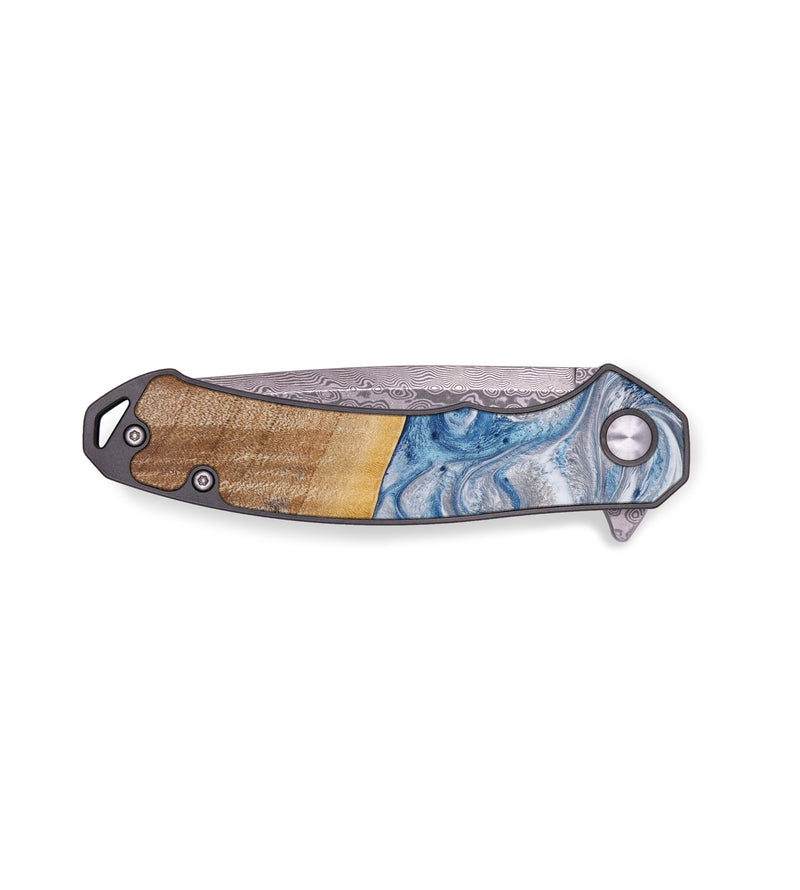 EDC Wood+Resin Pocket Knife - Sherry (Blue, 641869)