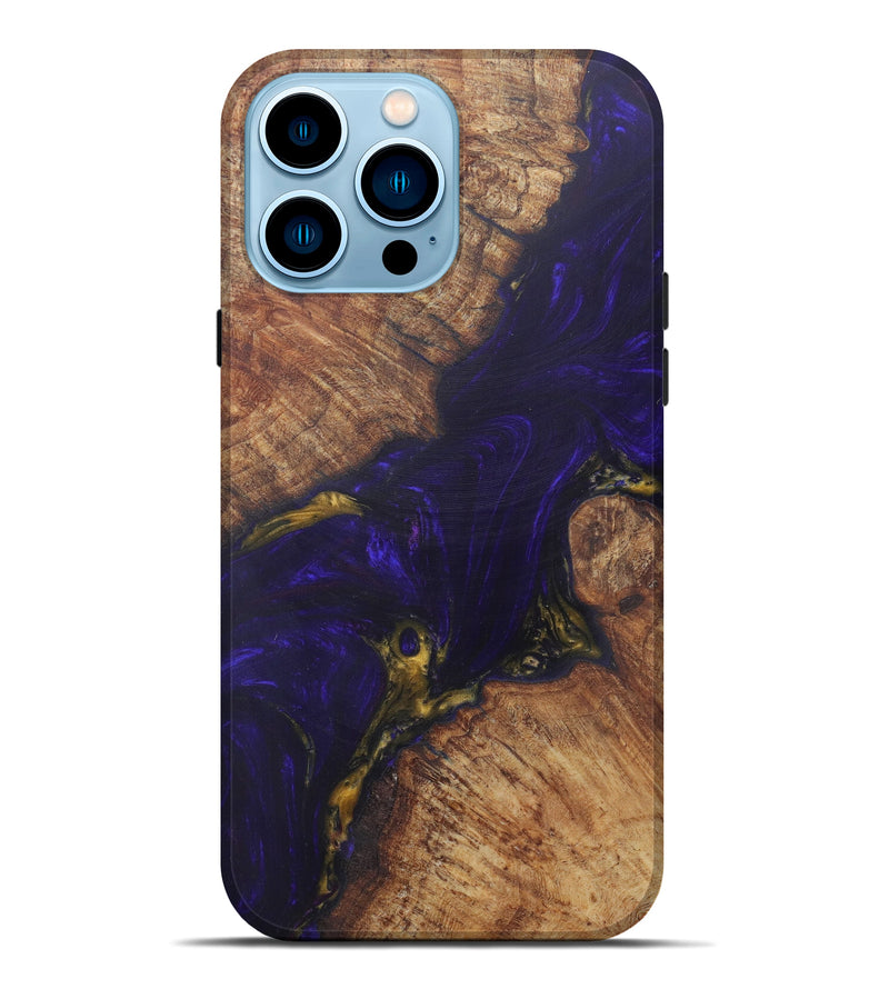 iPhone 14 Pro Max Wood+Resin Live Edge Phone Case - Arlie (Purple, 600170)