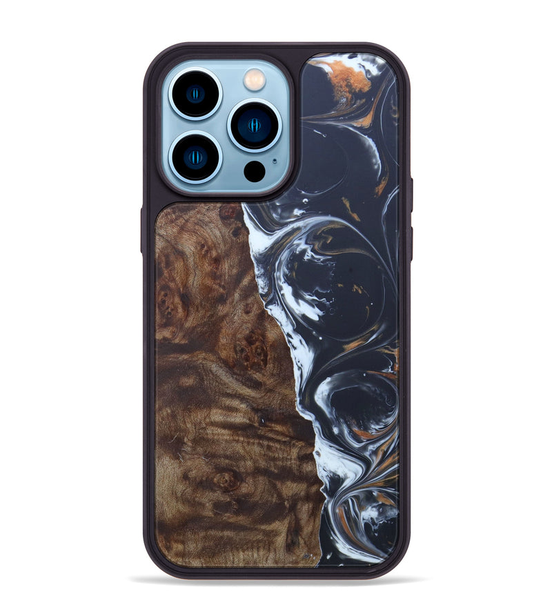 iPhone 14 Pro Max Wood+Resin Phone Case - Seyfollah (Black & White, 597482)