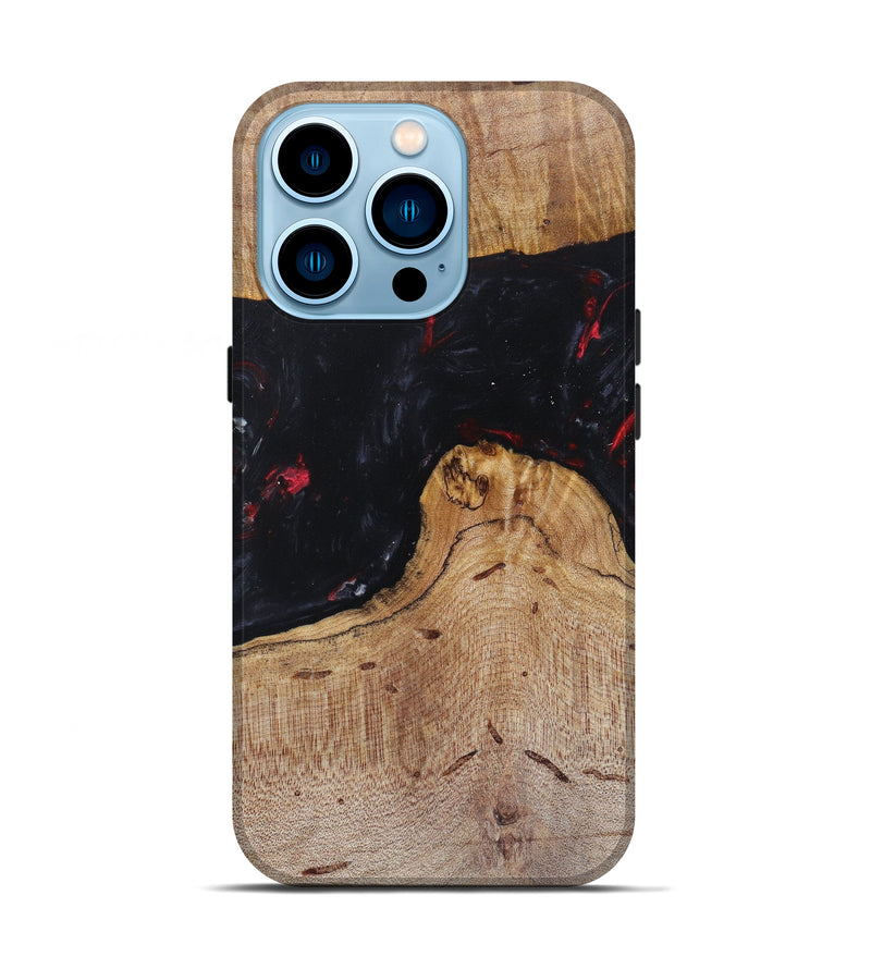 iPhone 14 Pro Wood+Resin Live Edge Phone Case - Melania (Black & White, 623542)