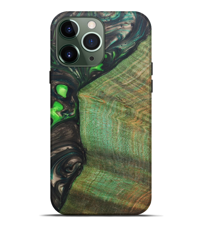 iPhone 13 Pro Max Wood+Resin Live Edge Phone Case - Carroll (Green, 623559)
