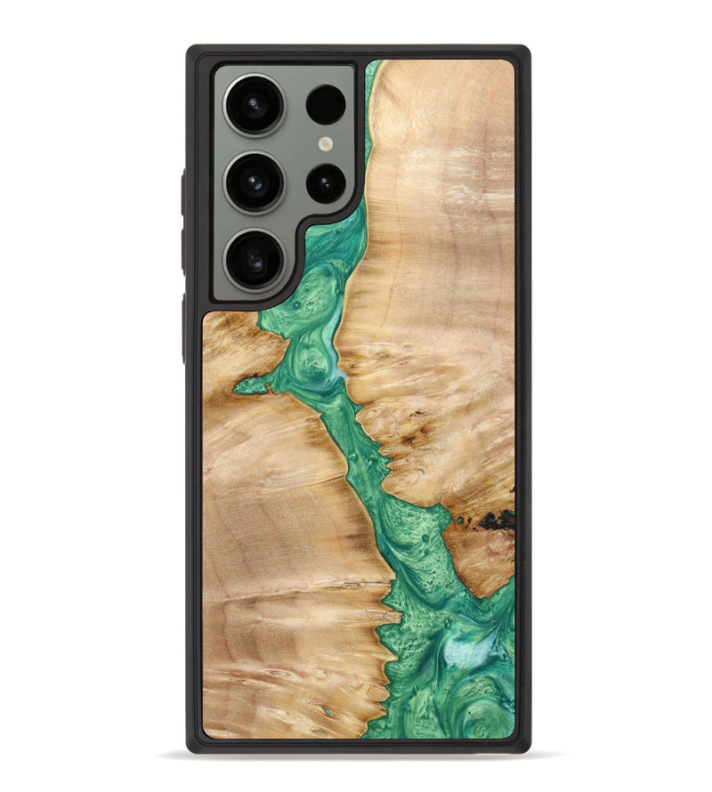 Galaxy S23 Ultra Wood+Resin Phone Case - Robbie (Green, 629712)