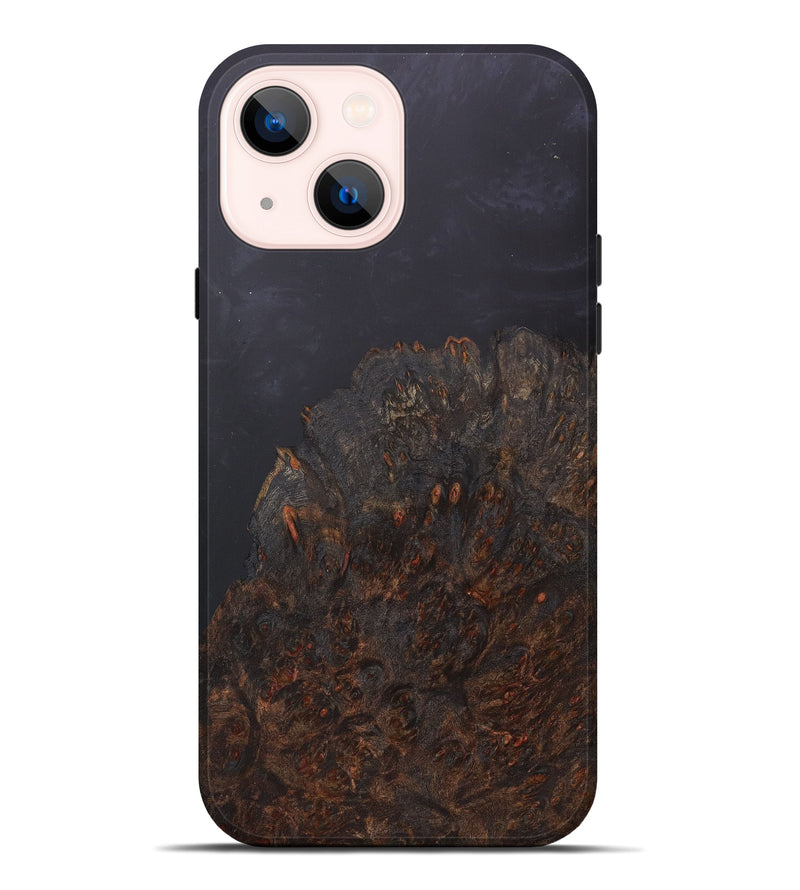 iPhone 14 Plus Wood+Resin Live Edge Phone Case - Kristan (Pure Black, 604532)