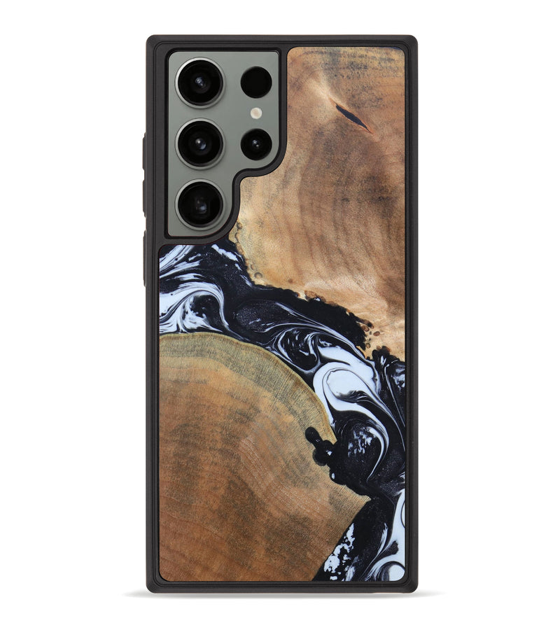 Galaxy S23 Ultra Wood+Resin Phone Case - Lissette (Black & White, 627780)