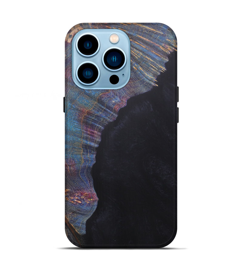 iPhone 14 Pro Wood+Resin Live Edge Phone Case - Sephira (Pure Black, 600500)