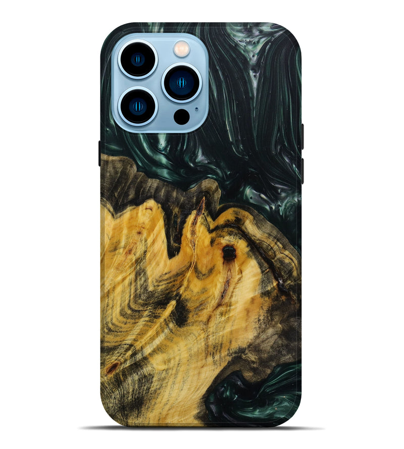 iPhone 14 Pro Max Wood+Resin Live Edge Phone Case - Jackson (Green, 641791)