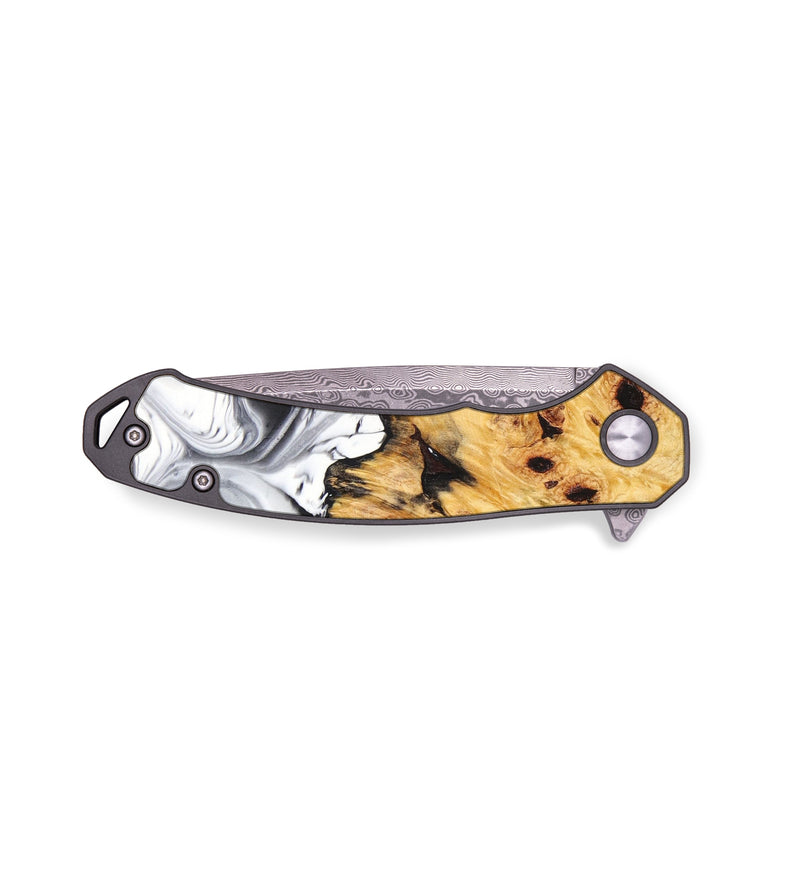 EDC Wood+Resin Pocket Knife - Jamal (Black & White, 636924)