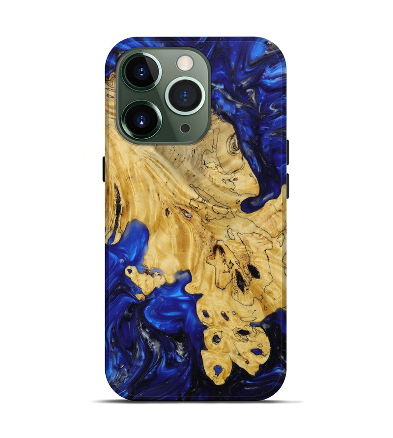 iPhone 13 Pro Wood+Resin Live Edge Phone Case - Juan (Blue, 647382)