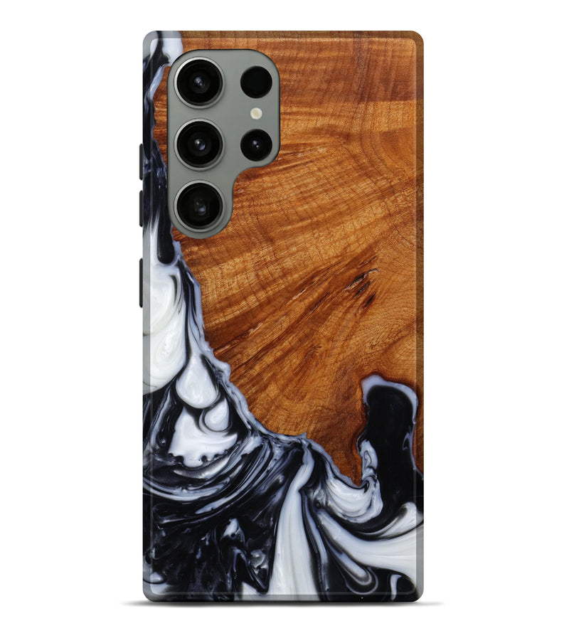Galaxy S23 Ultra Wood+Resin Live Edge Phone Case - Jeanette (Black & White, 646305)