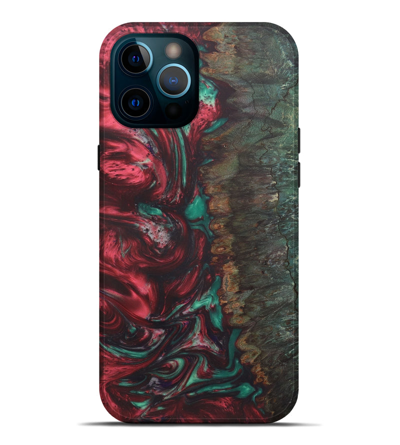 iPhone 12 Pro Max Wood+Resin Live Edge Phone Case - Geza (Dark Red, 579163)