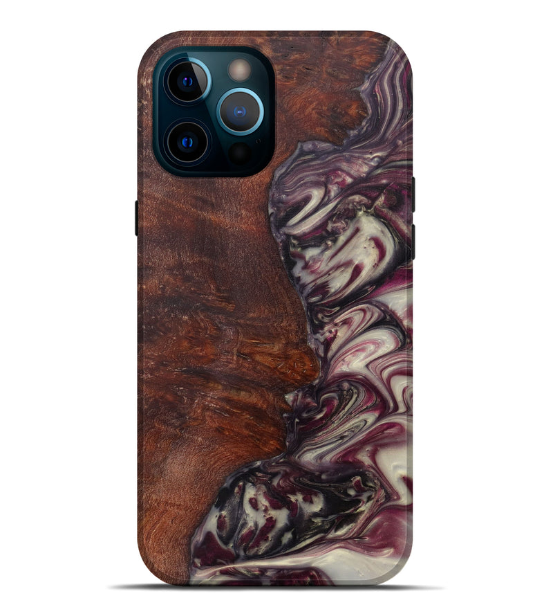 iPhone 12 Pro Max Wood+Resin Live Edge Phone Case - Sharlene (Dark Red, 582824)