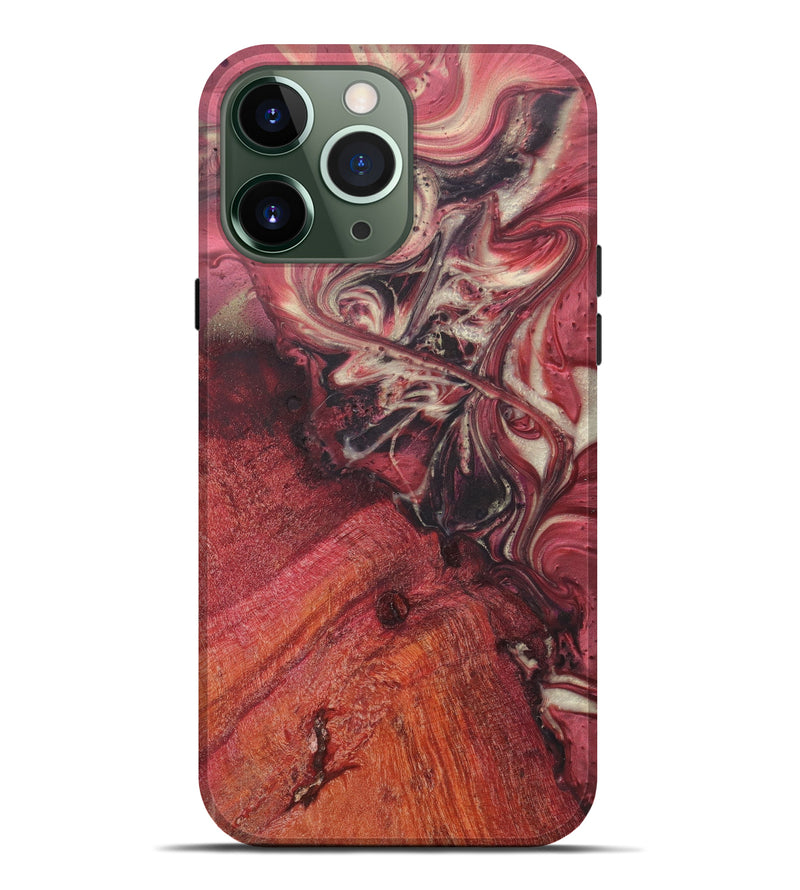 iPhone 13 Pro Max Wood+Resin Live Edge Phone Case - Hoekstra (Dark Red, 602511)