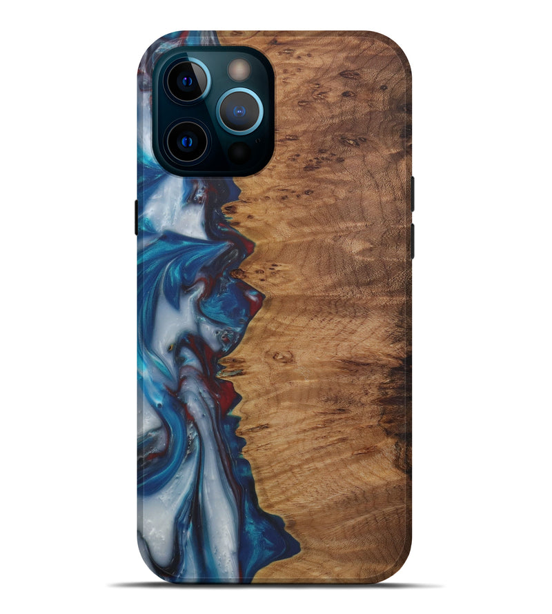 iPhone 12 Pro Max Wood+Resin Live Edge Phone Case - Konstance (Light Blue, 573570)