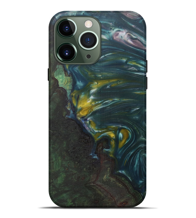 iPhone 13 Pro Max Wood+Resin Live Edge Phone Case - Scarlett (Dark Green, 576753)