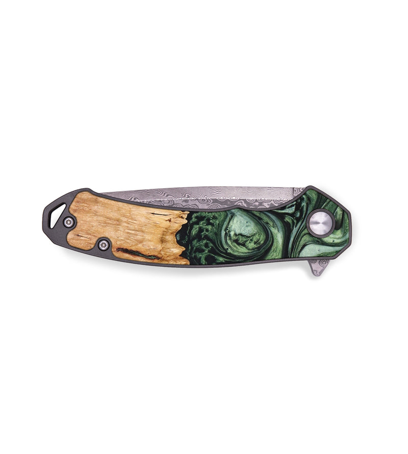 EDC Wood+Resin Pocket Knife - Frances (Green, 640355)