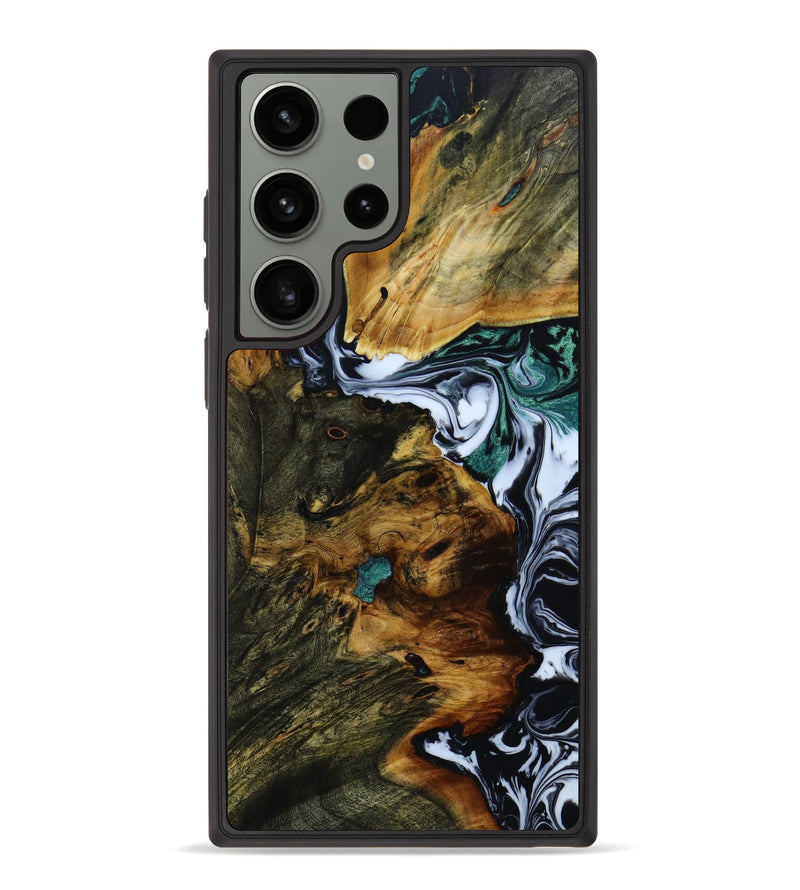 Galaxy S23 Ultra Wood+Resin Phone Case - William (Black & White, 646624)