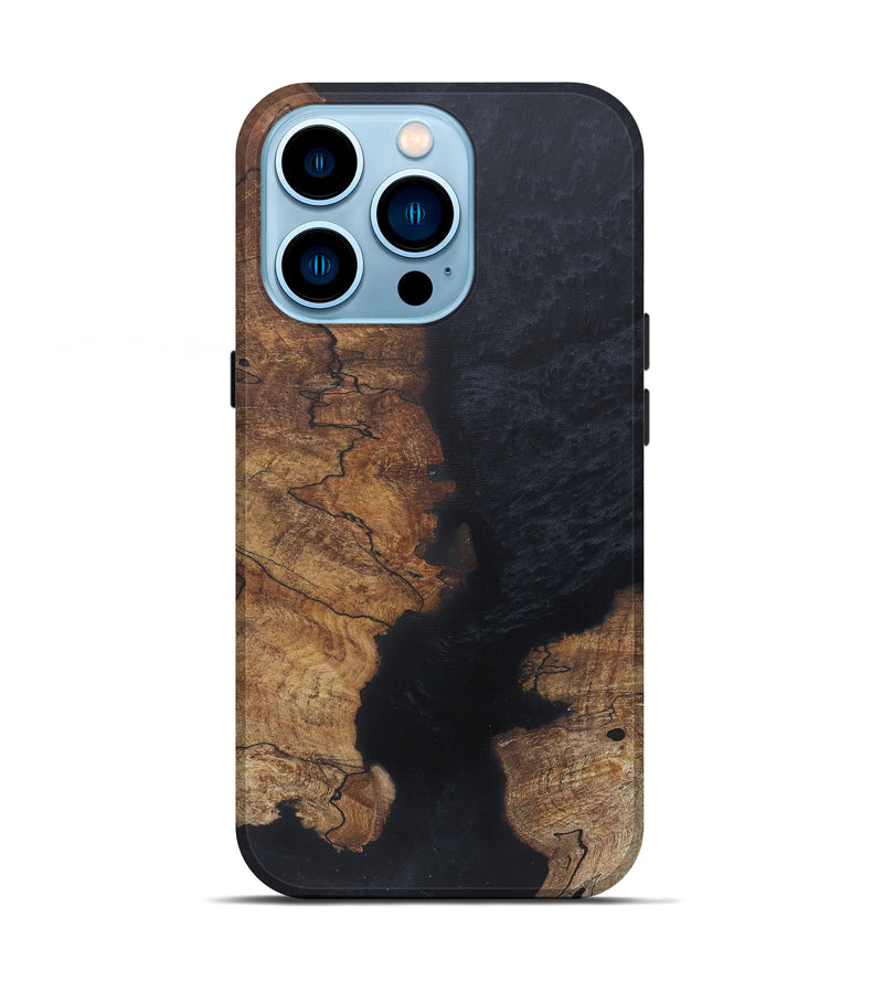 iPhone 14 Pro Wood+Resin Live Edge Phone Case - Rchlab (Pure Black, 590685)