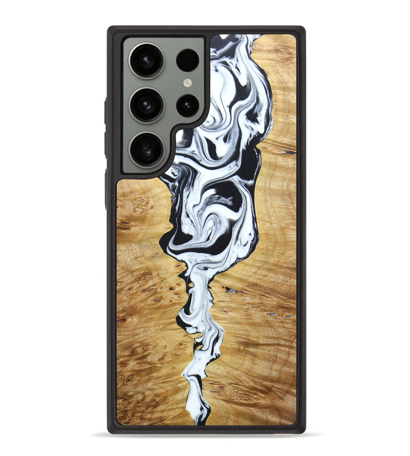 Galaxy S23 Ultra Wood+Resin Phone Case - Kobe (Black & White, 636974)