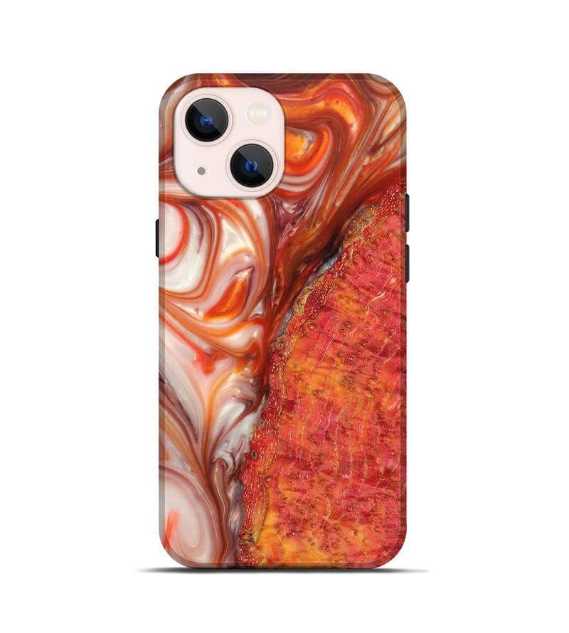 iPhone 13 mini Wood+Resin Live Edge Phone Case - Regan (Red, 626020)