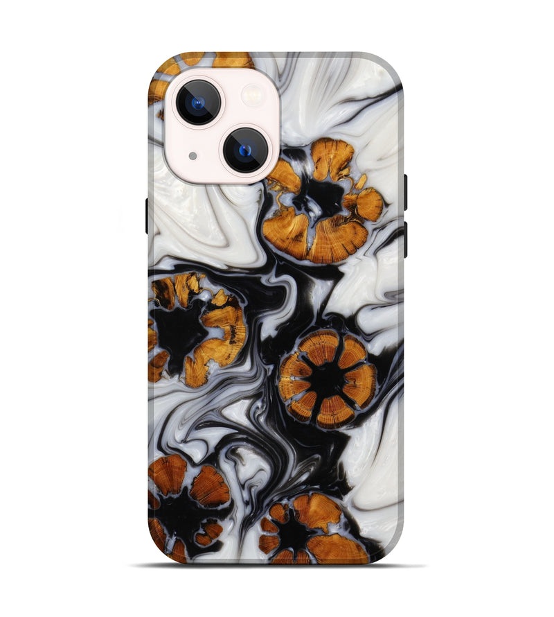 iPhone 14 Wood+Resin Live Edge Phone Case - Cole (Black & White, 612942)