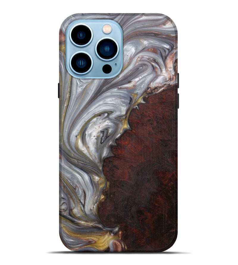 iPhone 14 Pro Max Wood+Resin Live Edge Phone Case - Athar (Metallic, 594904)