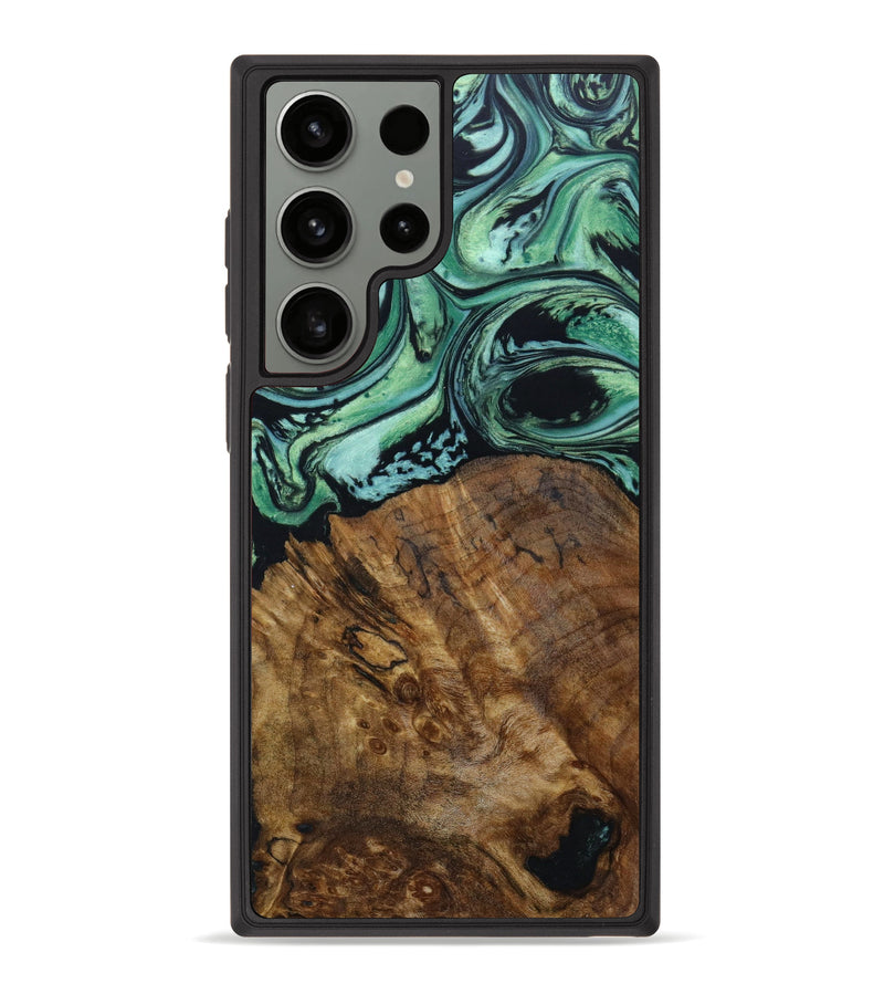 Galaxy S23 Ultra Wood+Resin Phone Case - Alaric (Green, 622099)