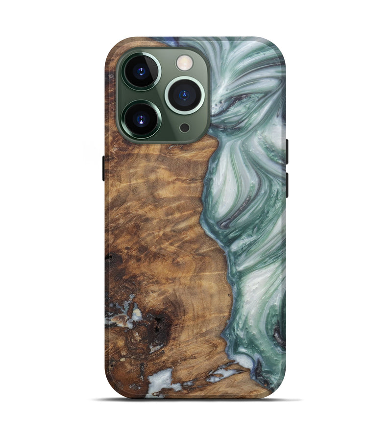 iPhone 13 Pro Wood+Resin Live Edge Phone Case - Tillie (Dark Green, 594801)